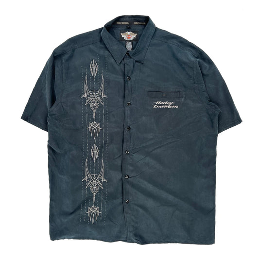 An American Legend Harley Davidson Graphic Short Sleeve Shirt - XL Blue Polyester