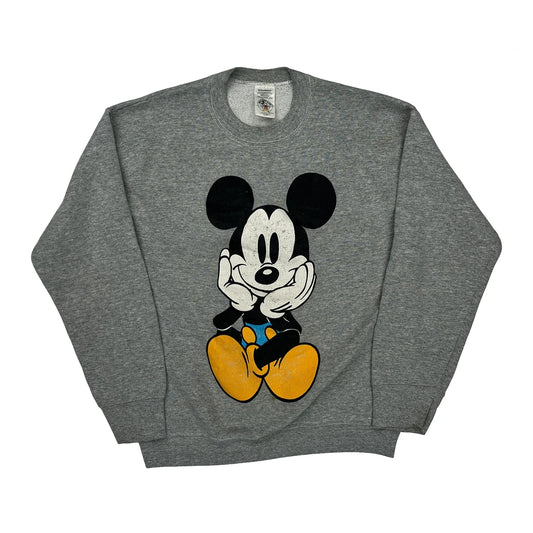 Mickey Mouse Mickey & Co. Cartoon Sweatshirt - Medium Grey Cotton Blend