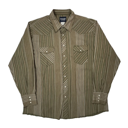 Wrangler Striped Shirt - XL Brown Cotton