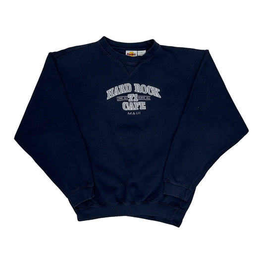 Vintage Maui Hard Rock Cafe Sweatshirt - Medium Navy Cotton Blend