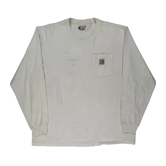 Carhartt Long Sleeve T-Shirt - XL White Cotton