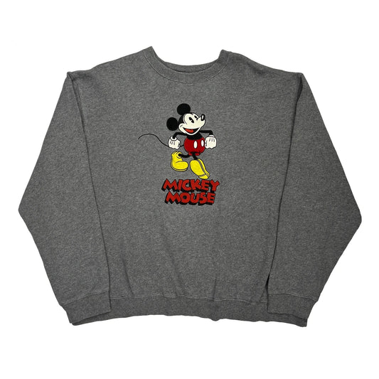 Mickey Mouse Disney Cartoon Sweatshirt - XL Grey Cotton