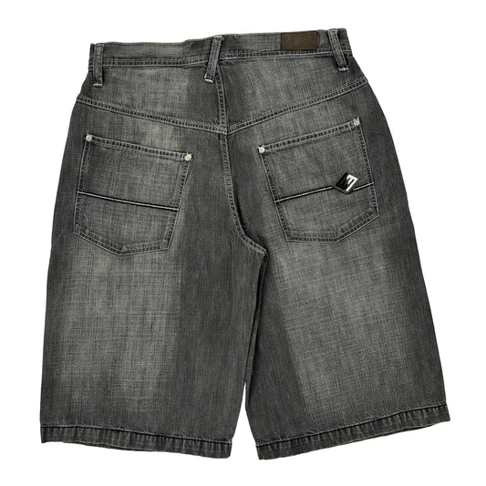Enyce Baggy Denim Shorts - 32W 12L Grey Cotton