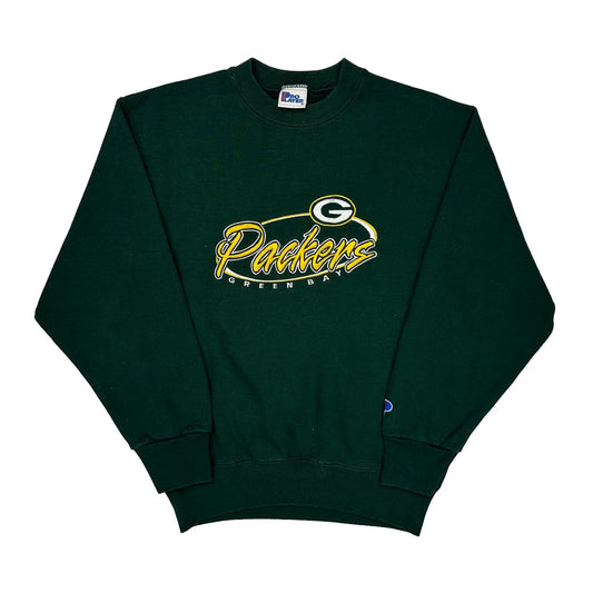 Vintage Green Bay Packers Pro Player Made In USA Graphic Sweatshirt - Medium Green Cotton Blend