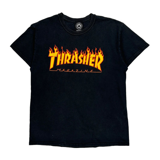 Skateboarding Thrasher Graphic T-Shirt - Medium Black Cotton