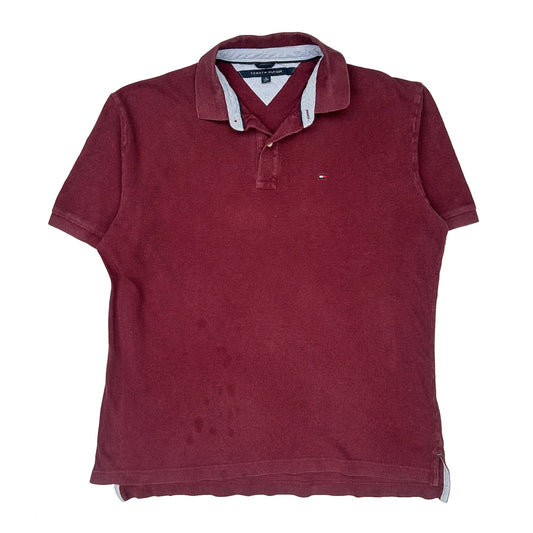 Tommy Hilfiger Polo Shirt - XL Burgundy Cotton