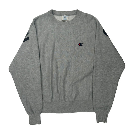 Reverse Weave Champion Spellout Sweatshirt - Small Grey Cotton