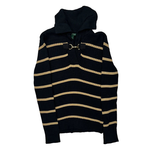 Ralph Lauren Striped Jumper - Large Black Cotton