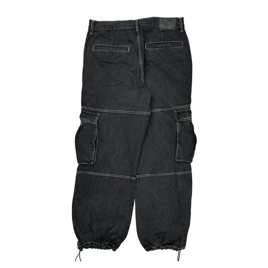 Pacsun Baggy Cargo Trousers - 34W 32L Black Cotton