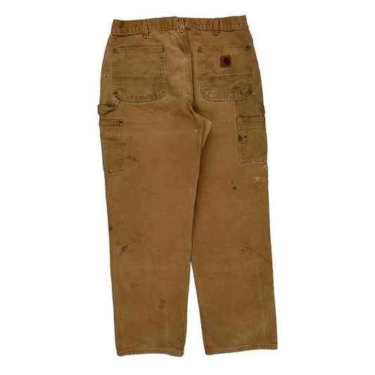 Carhartt Double Knee Carpenter Trousers - 34W 31L Brown Cotton