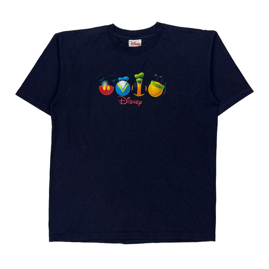 Mickey Mouse Disney Cartoon T-Shirt - Large Navy Cotton