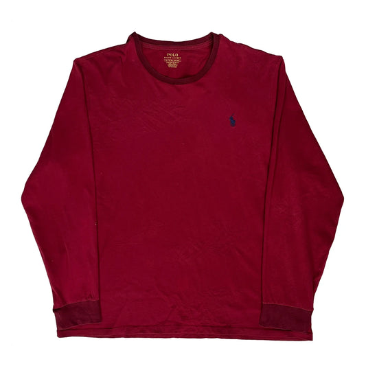 Polo By Ralph Lauren Slim Fit Long Sleeve T-Shirt - XL Red Cotton
