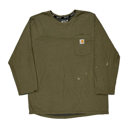 Carhartt Long Sleeve T-Shirt - Large Green Cotton