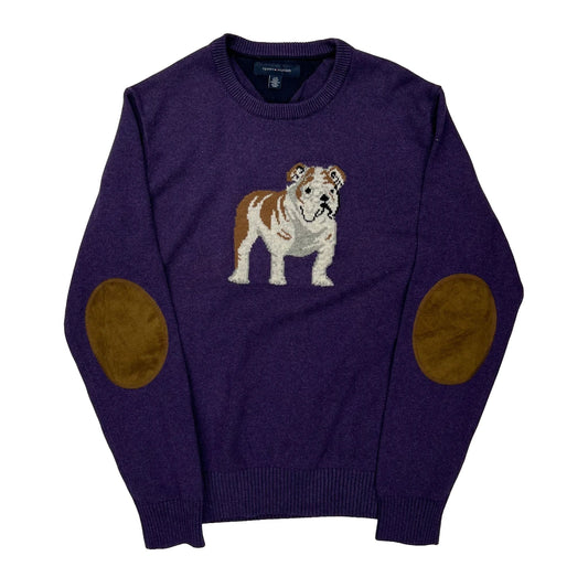 Bulldog Motif Tommy Hilfiger Jumper - Large Brown Wool