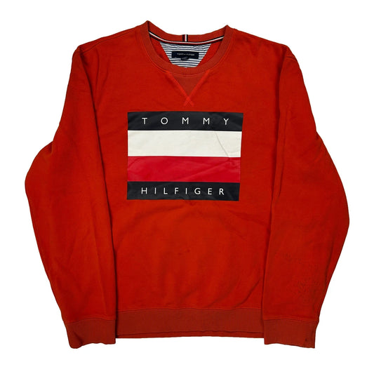 Tommy Hilfiger Logo Tommy Hilfiger Spellout Sweatshirt - XL Red Cotton