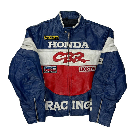 Cbr Honda Racing Graphic Leather Jacket - 2XL Blue Leather
