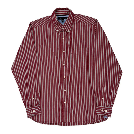 Tommy Hilfiger Striped Shirt - Medium Red Cotton