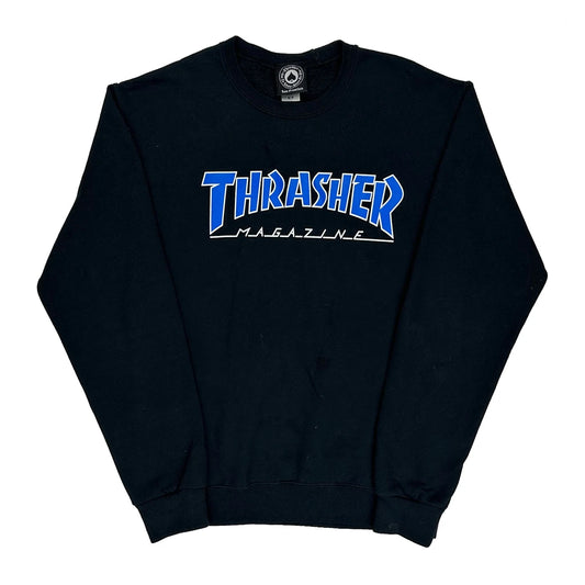 Skateboarding Thrasher Graphic Sweatshirt - Small Black Cotton