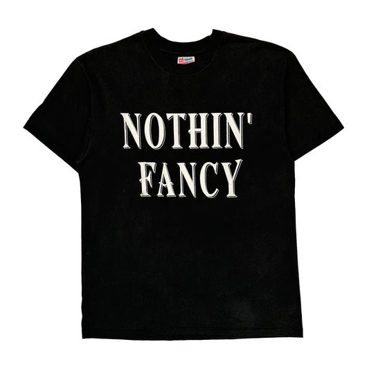 Hanes Single Stitch T-Shirt - Large Black Cotton Blend