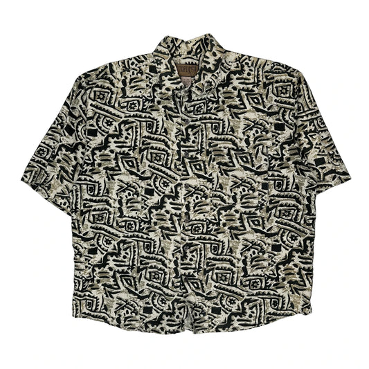 Utopia Patterned Shirt - Large Beige Linen Blend