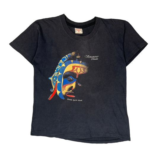 Haida Spirit Mask Richmond Single Stitch T-Shirt - Large Black Cotton