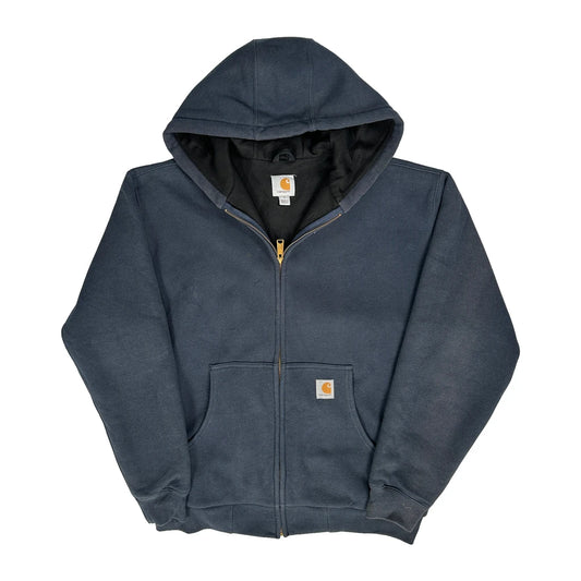 Thermal Lined Carhartt Full Zip Hoodie - Large Black Cotton