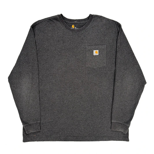 Carhartt Long Sleeve T-Shirt - 2XL Grey Cotton