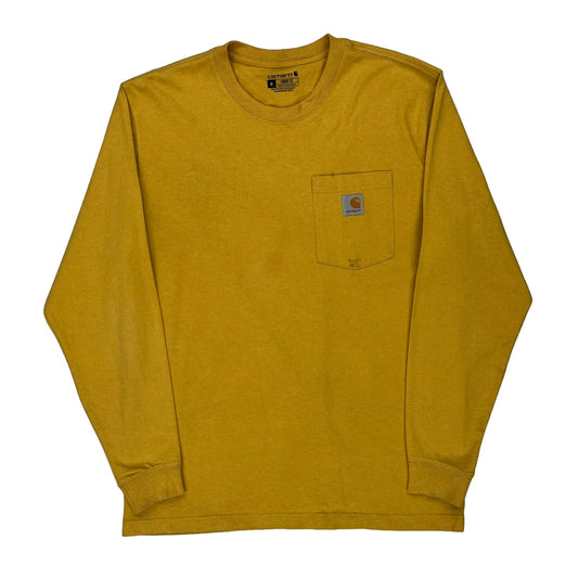 Carhartt Long Sleeve T-Shirt - Medium Yellow Cotton
