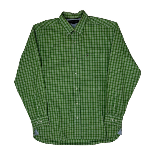 Vintage Tommy Hilfiger Checked Shirt - Medium Green Cotton