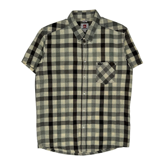 Quiksilver Checked Short Sleeve Shirt - Large Grey Cotton