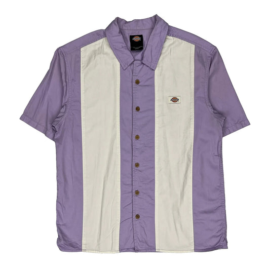 Vintage Dickies Striped Short Sleeve Shirt - Medium Purple Cotton