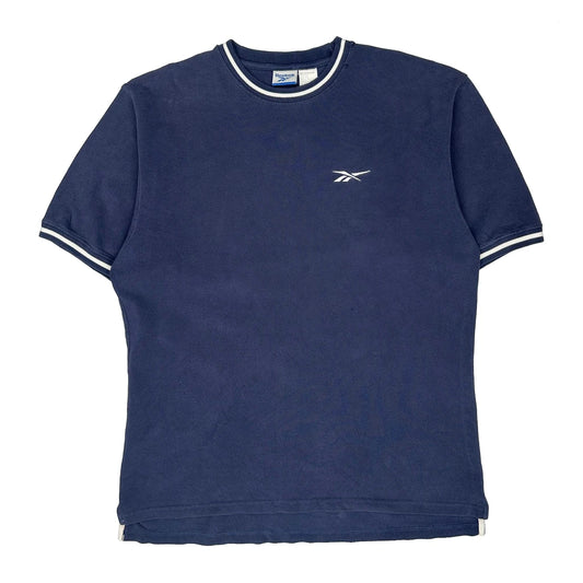 Reebok T-Shirt - Large Blue Cotton
