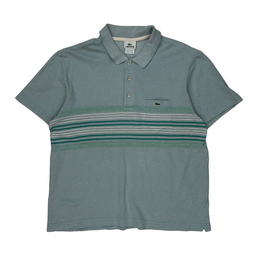 Lacoste Striped Polo Shirt - XL Grey Cotton