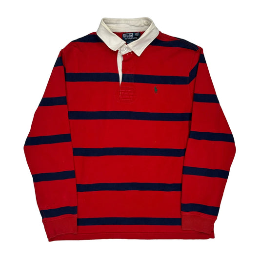 Polo By Ralph Lauren Striped Rugby Shirt - XL Red Cotton