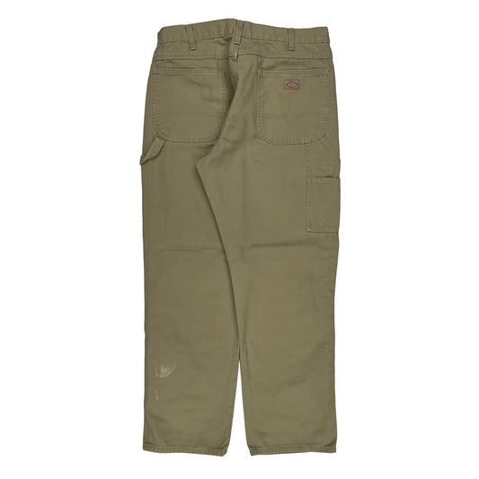 Dickies Carpenter Trousers - 34W 31L Khaki Cotton