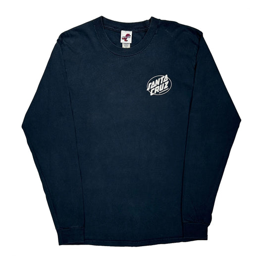 Skateboarding Santa Cruz Graphic Long Sleeve T-Shirt - Medium Black Cotton