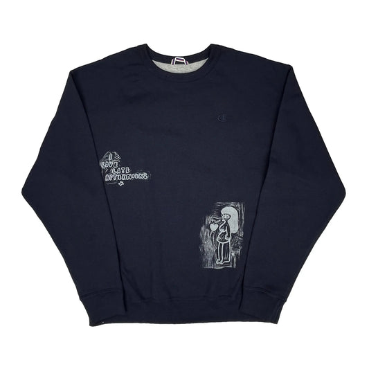 Champion Graphic Sweatshirt - XL Navy Cotton