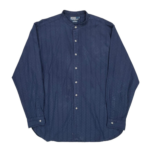 Polo By Ralph Lauren Collarless Shirt - Large Navy Cotton