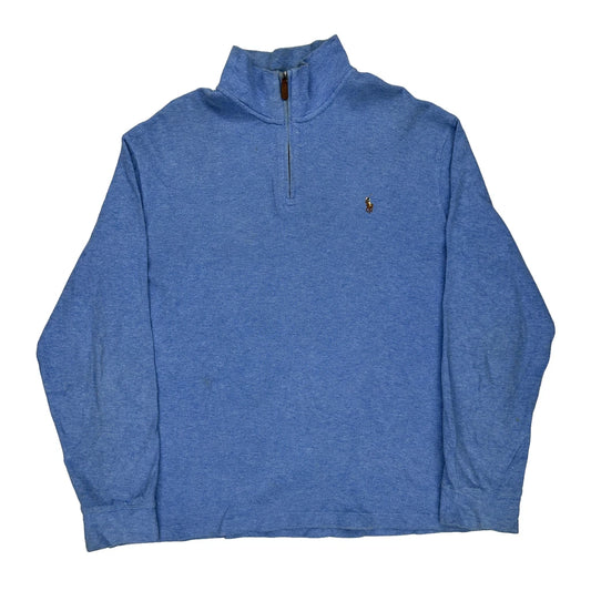 Estate Rib Polo By Ralph Lauren 1/4 Zip - XL Blue Cotton