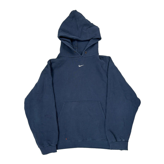 Made In USA Nike Centre Swoosh Hoodie - Medium Navy Cotton