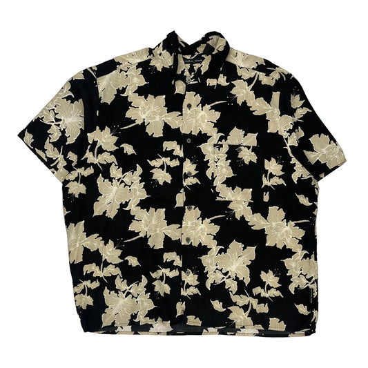 Natural Issue Floral Hawaiian Shirt - XL Black Viscose