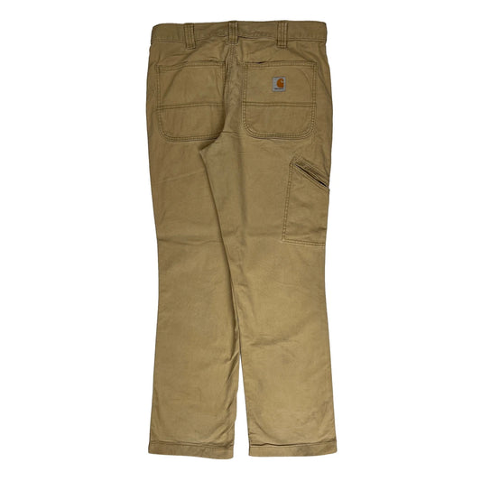 Relaxed Fit Carhartt Carpenter Trousers - 32W 31L Khaki Cotton