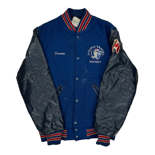 Livonia Travel Hockey Holloway Varsity Jacket - Small Gray Leather