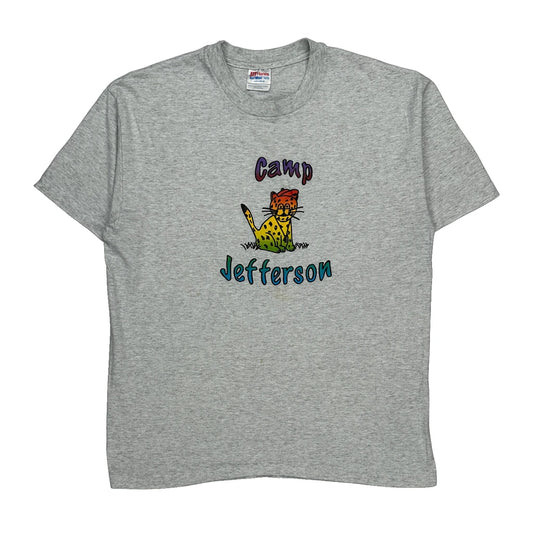 Hanes T-Shirt - Large Grey Cotton Blend