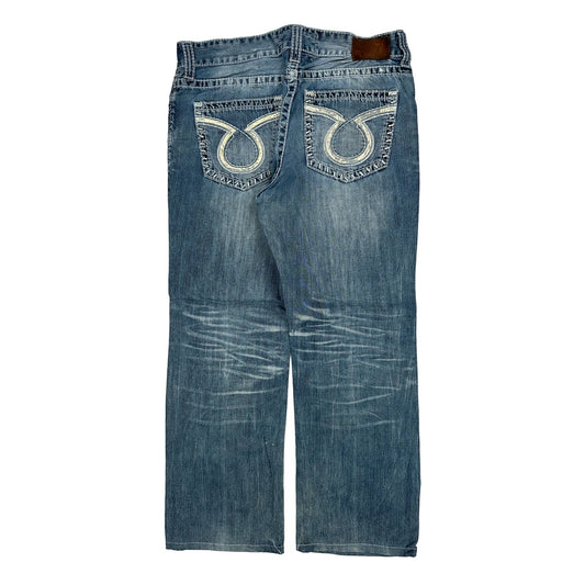 Unbranded Embroidered Boot Cut Jeans - 36W 30L Blue Cotton