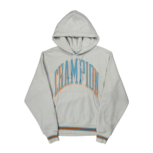 Reverse Weave Champion Spellout Hoodie - Medium White Cotton