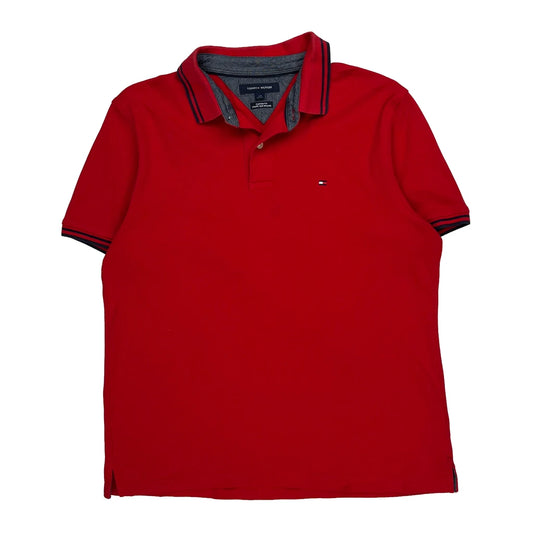 Tommy Hilfiger Polo Shirt - Large Red Cotton