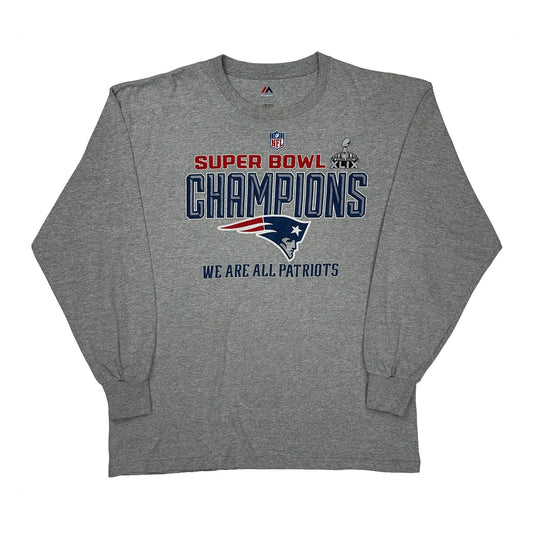 New England Patriots Majestic Nfl Long Sleeve T-Shirt - XL Grey Cotton