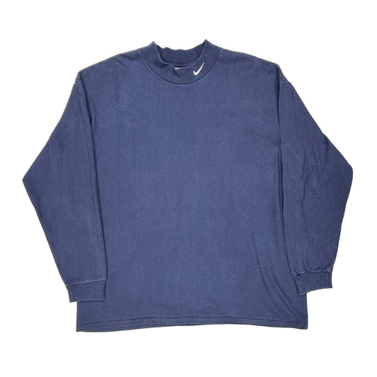 Nike Long Sleeve T-Shirt - XL Blue Cotton
