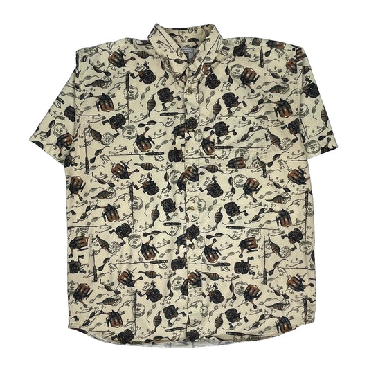 Vintage Michael Austin Hawaiian Shirt - 2XL Beige Cotton